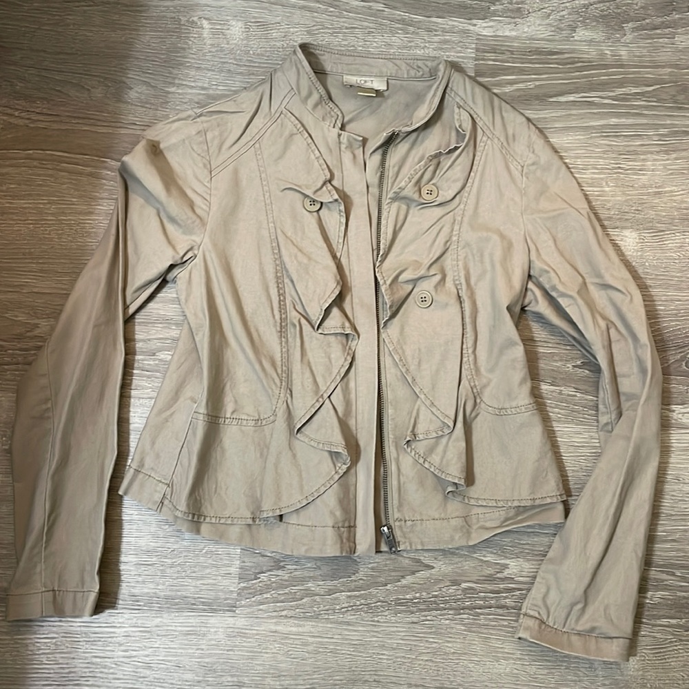 Loft size small khaki light zip jacket